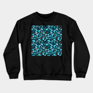 Seamless pattern with golden fish and water splashes. Crewneck Sweatshirt